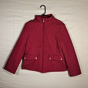 Jane Ashley Casual Small Fuschia Burgundy Cozy Quilted Lightweight Puffer Jacket